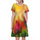 thumbnail image 1 of Balery Rose Psychedelic Vestidos sueltos de manga corta para mujer, vestidos de verano 2025, vestidos casuales de corte A con vuelo., 1 of 6