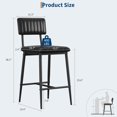 thumbnail image 2 of Bar Stools Set of 2, Bar Chairs with Thick Cushion & Metal Legs, PU Leather Counter Height Barstools w/Backrest and Footrest, for Island, Counter Bar, Kitchen, Black, 2 of 9