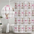 thumbnail image 4 of Shower Curtain Bathroom Set Easter Rabbit Pink Bow Waterproof Fabric Shower Curtains with Grommets&Hooks, Seamless Bunny Gray Buffalo Plaid Privacy Bath Curtain for Bathtub 72x72in, 4 of 9
