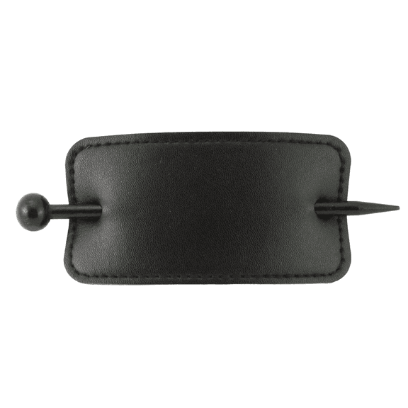 Pastel Rectangular Leather Stitched With Wooden Hair Stick - Black