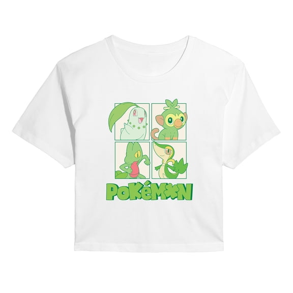 Pokémon - Green Pokemon - Juniors Cropped Graphic T-Shirt