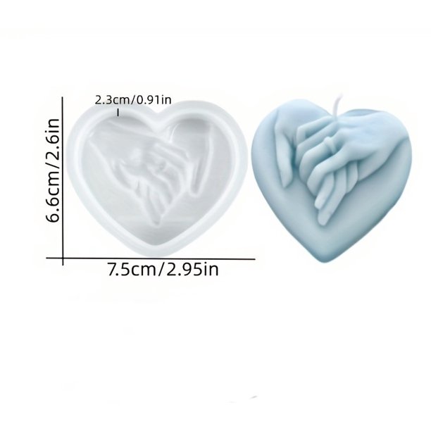 Molde de vela en forma de corazón con mano en 3D for propuesta | Molde de resina de silicona casero for San Valentín | Jabón de bricolaje, arcilla polimérica, manualidades con yeso.