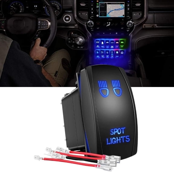 Waywe SPOT Lights Rocker Switch Led Light Bar Switch 5Pin Laser On Off switches 20A 12V 10A 24V Switch with Jumper Wires Set for Cars Trucks RVs
