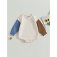 thumbnail image 2 of Bagilaanoe Newborn Baby Girl Boy Rompers Sweatshirt Long Sleeve Bodysuits Contrast Color Pullover 3M 6M 12M 18M 24M Infant Casual Tee Tops, 2 of 9