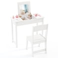 thumbnail image 1 of Gymax Kids Vanity Table & Chair Set 2-in-1 Princess Makeup Dressing Desk Set White, 1 of 10