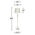 thumbnail image 6 of 360 Lighting Vintage Shabby Chic Floor Lamp 60" Tall Antique White Washed Creme Fabric Drum Shade for Living Room Reading Bedroom Office, 6 of 6