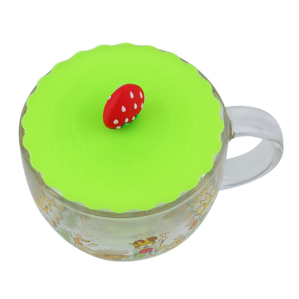 Green Cute Anti-Dust Silicone Glass Cup Cover Coffee Mug Suction Seal Lid Cap Silicone Airtight Love Spoon Novelty