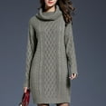 thumbnail image 2 of BiZtdJrK Fall Winter Sweater Dress for Women Turtleneck Long Sleeve Knitted Mini Dresses Loose Fit Casual Sweaters Gray XXL, 2 of 7