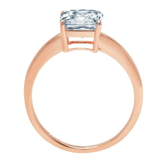 2 ct Asscher Cut Natural Swiss Blue Topaz Solitaire Engagement Ring for Women in 18K Rose Gold