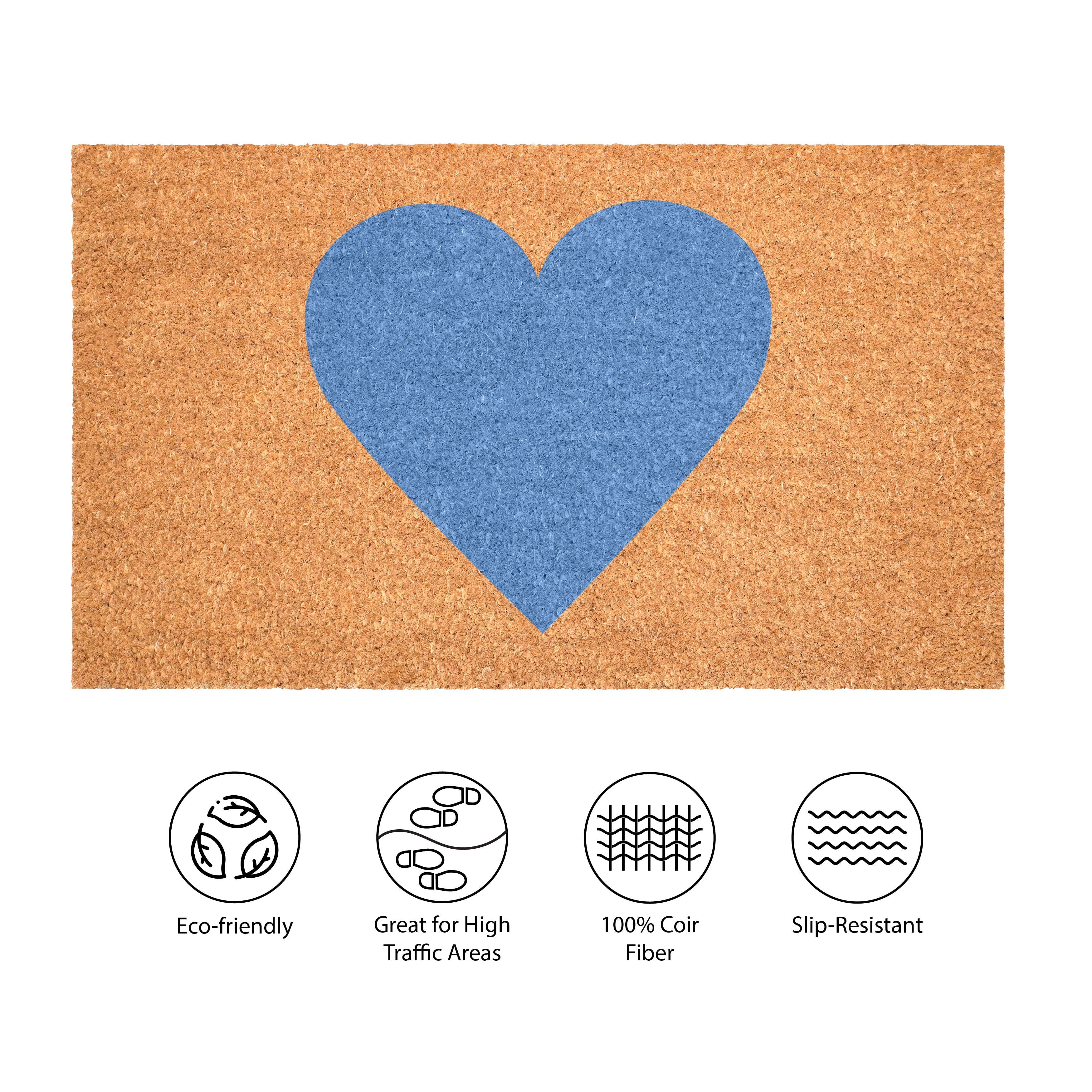 Calloway Mills Blue Heart Doormat, 24" x48"