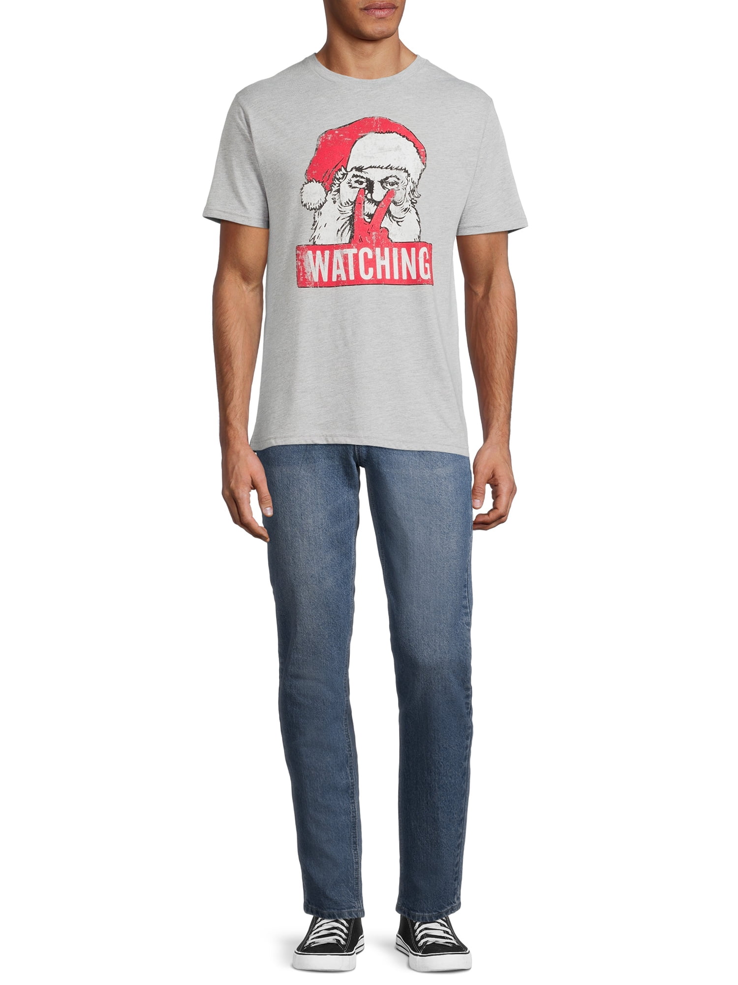 Santa Watching Men's Christmas T-Shirt