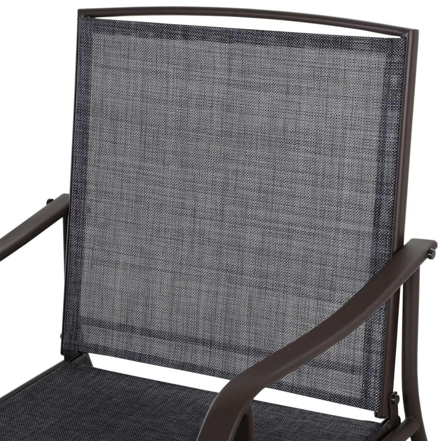 Demi Bonn 3-Piece Outdoor Glider Set with 2 Rocking Chairs, Breathable Sling Fabric, Glass Table, Ideal for Backyard, Garden, Porch, Gray