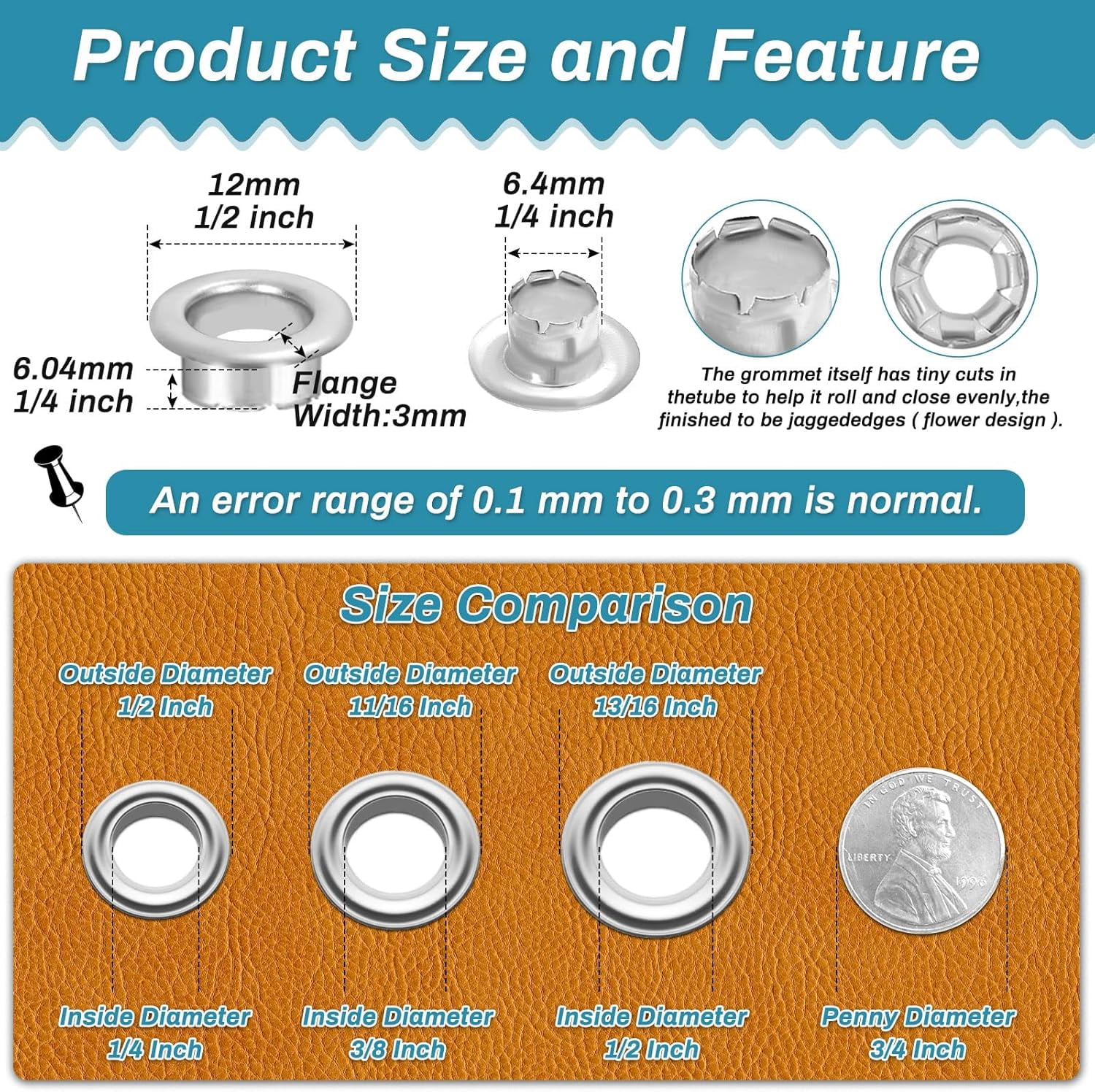 803-piece rivet tool set 6mm 1/4-inch (hole size) rivet set, including 400 rivets, 400 washers and rivet pliers, suitable for leather/belts/shoes/handicrafts