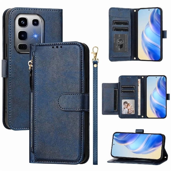 FOXDOCK Funda Tipo Cartera para Huawei Pura 80 Ultra Cuero PU con Cremallera y Correa de Muñeca, Ranuras para Tarjetas, Soporte Plegable, Cierre Magnético