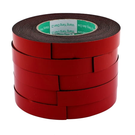 Unique Bargains 5 Pcs Black Strong Double Sided Adhesive Tape Sponge Tape 20MM Width 5M Long