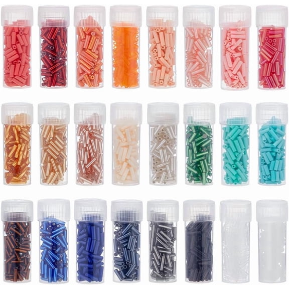 2159Pcs Bugle Beads 24 Color 6mm Glass Seed Beads Small Tube Bulk