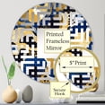 thumbnail image 3 of Designart "Abstract Pattern with Blue and Golden Textures XIV" Minimalism Maze Round Wall Mirror - Abstract Oval Printed Decorative Mirror - Multiple Color Options, 3 of 5