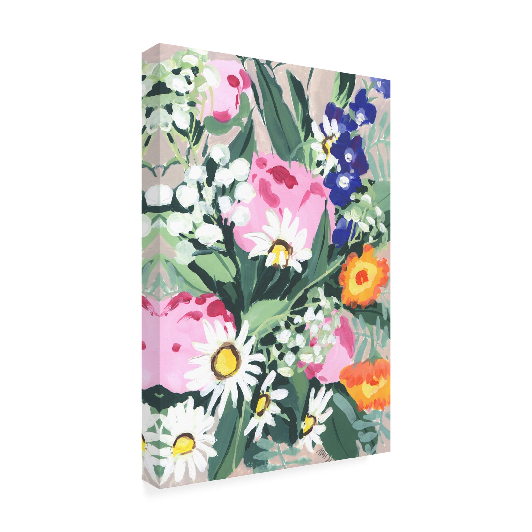 Trademark Fine Art Ania Zwara  Daisies On Green Grass Canvas Wall Art