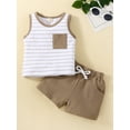 thumbnail image 2 of Bagilaanoe 2pcs Toddler Baby Boy Short Pants Set Stripe Sleeveless Tank Tops + Shorts 12M 18M 24M 3T 4T 5T Kids Casual Summer Outfits, 2 of 9
