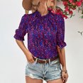 thumbnail image 2 of Pompotops Chemise Décontractée à Manches Courtes pour Femmes, Col Rond, Blouse en Solde, 2 of 8