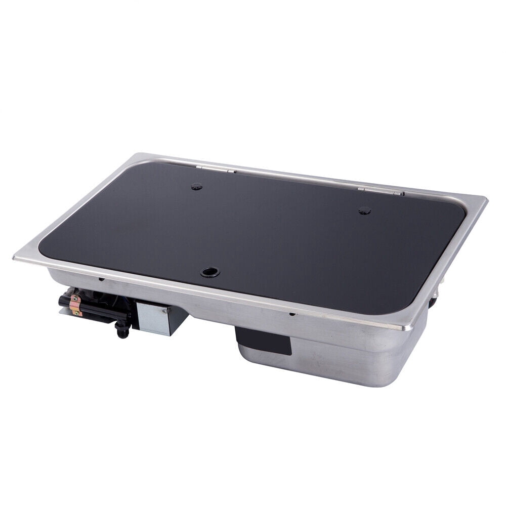 Miumaeov 1 Burner LPG Gas Stove Hob Cooktop +Sink Comb with Tempered Glass Lid for Boat Caravan RV Camper Motorhome
