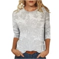 thumbnail image 2 of Uootdi Womens Tops Boho Botanical Print 3/4 Sleeve Top Soft Stretchy Blouse Casual Daily Top Elegant Blouse Gift, 2 of 5