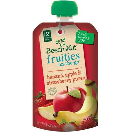 Beech-Nut Fruities on-the-Go Banana, Apple & Strawberry Puree Baby Food, 3.5 oz, (Pack of 12)