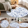thumbnail image 5 of Large Round Rug 8Ft Washable Non-Slip, Navy Blue Eucalyptus Circle Area Rugs for Living Room Bedroom, Spring Summer Botanical Leaves Indoor Floor Mats Carpet Runner for Home Decor, 5 of 8