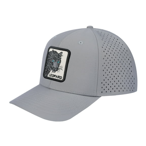 Unisex Embroidered The Leopard V2, 6-Panel Microfiber Laser hole Trucker Hat, Light Grey/Light Grey, Adjustable Fit