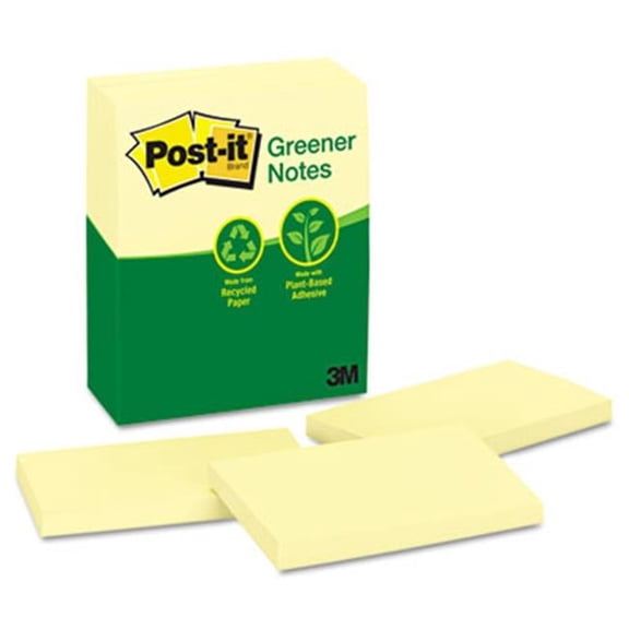 Sticky note Greener Notes  Recycled Notes - Canary Yellow - 3 x 5