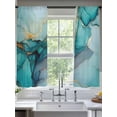 thumbnail image 3 of Sheer Curtains 63 Inches Long, Teal Ombre Light Filtering Window Curtains for Living Room/Bedroom, Modern Marble Ink Painted Abstract Rod Pocket Voile Sheer Curtain Drapes, 52"W x 63"L, 2 Panels, 3 of 8