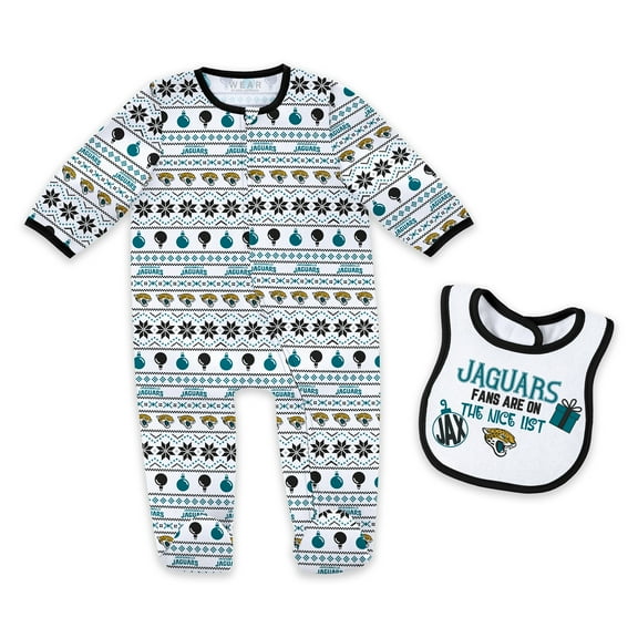 Newborn & Infant WEAR by Erin Andrews Jacksonville Jaguars Allover Print Full-Zip Sleeper & Bib Set