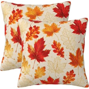 Fall Leaf Throw Pillow Covers 20x20 Set of 2 Thanksgiving Cushion Covers