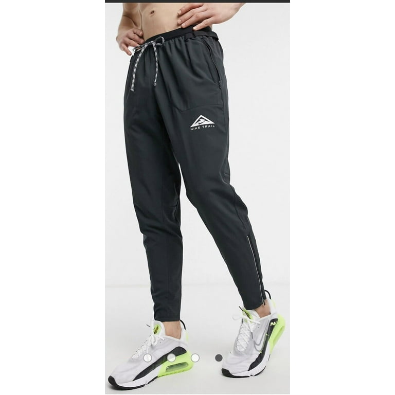 Nike Men's Phenom Elite Woven Trail Running Pants Black White Size