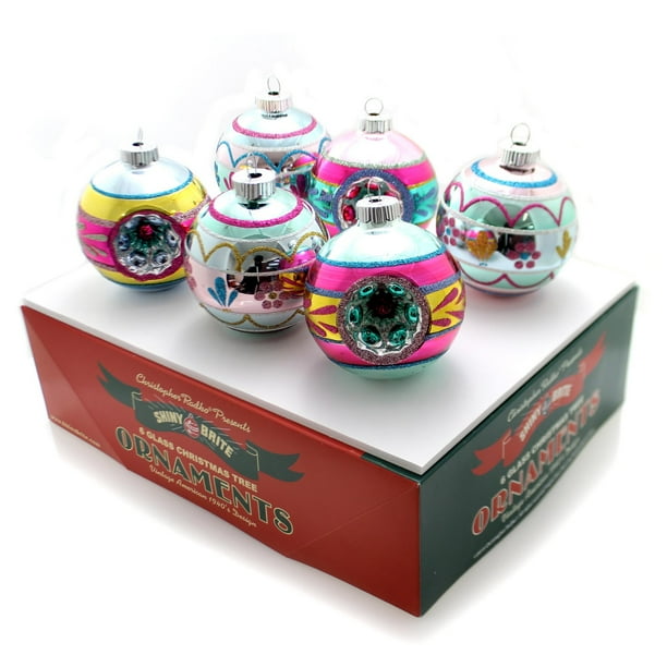 Christopher Radko SHINY BRITE VC DECORATED ROUND Glass Ornament Vintage