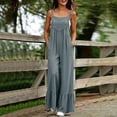 thumbnail image 5 of VBVC Women's Ruffle Hem Wide Leg Overalls , Adjustable Strap Sleeveless Jumpsuit For Women , Ladies' Casual Baggy Romper with Pockets,Gray,S-3XL, 5 of 9