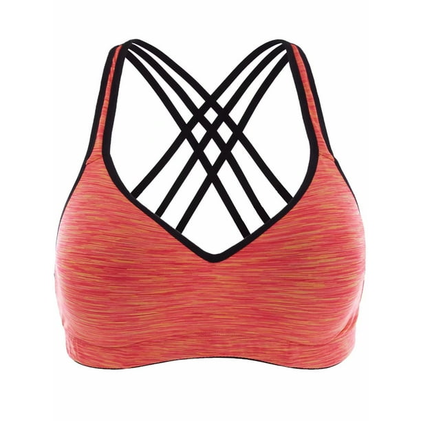 Charmo Charmo Womens Active Cross Back Sports Bras Mid Support Padded