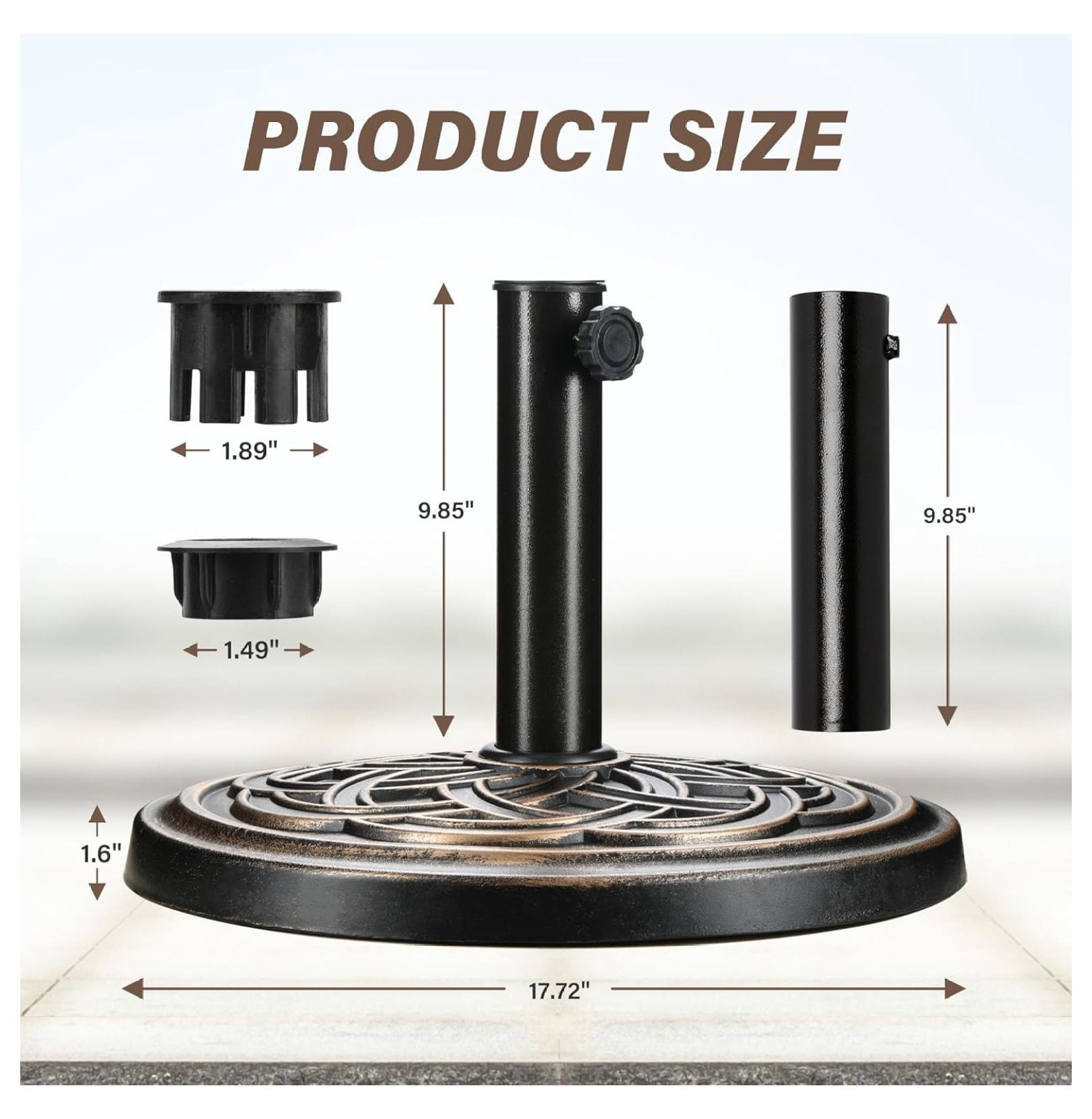 24Lbs Heavy Duty Umbrella Base Outdoor Round Patio Umbrella Stand for Lawn, Deck, Poolside, Bronze