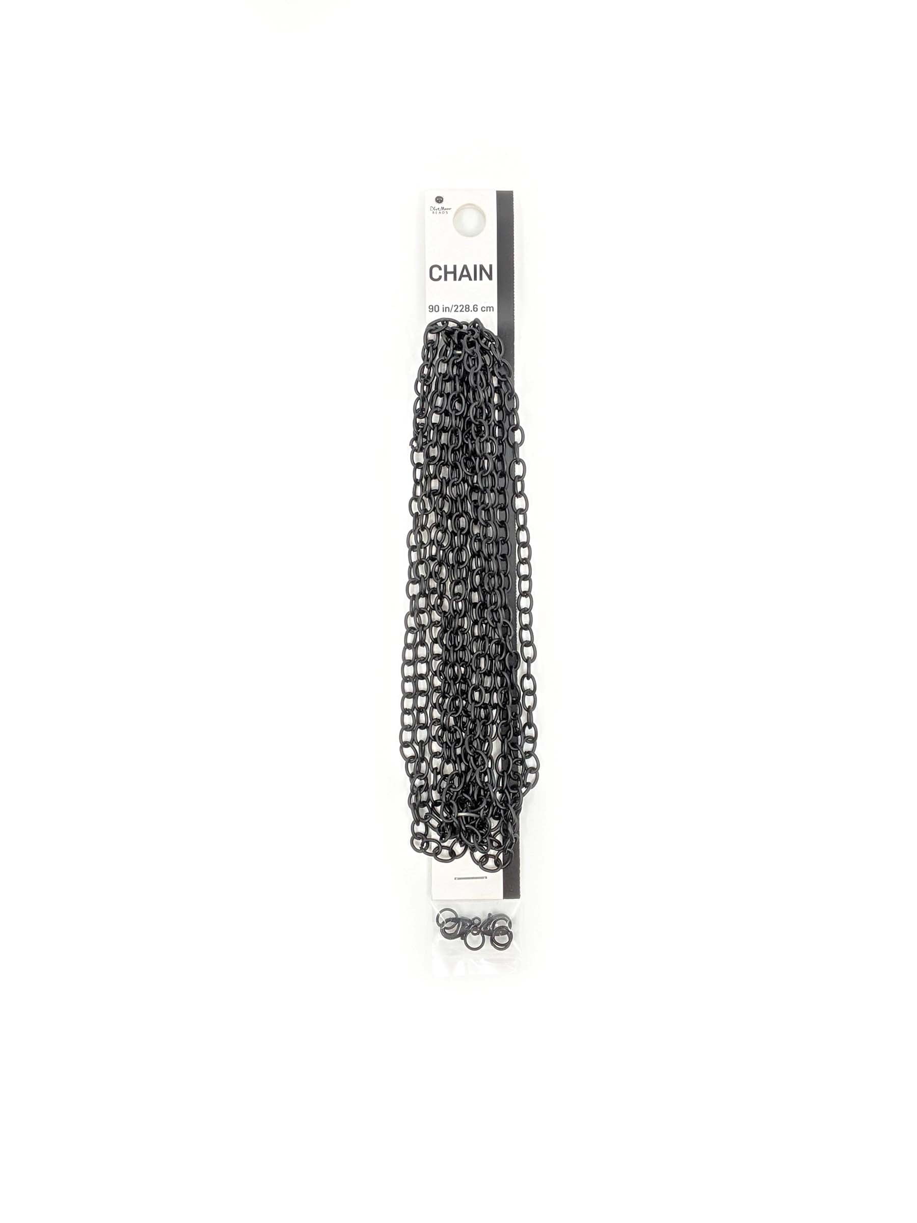 (3 pack) Blue Moon Beads Black Metal Cable Chain for Jewelry Making 90 Inches 1-pack