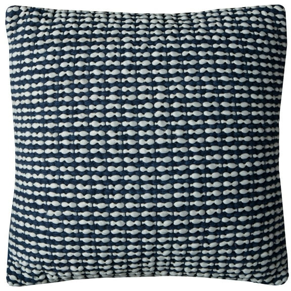 Rizzy Home Stripe 20" x 20" Cotton Pillow Cover in Blue/White