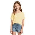 thumbnail image 2 of YaEYa Girls Off The Shoulder Tops Short Sleeve Oversized Tshirts Summer Casual Loose Fit Basic Tees Y2K Going Out Tops, 2 of 6