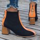 thumbnail image 4 of NECHOLOGY Botas Mujer Adulto Femenino Zapatos Botines mujer Botines de tacón grueso con cremallera trasera y panel de gamuza retro a la moda para mujer (Black, 8), 4 of 7