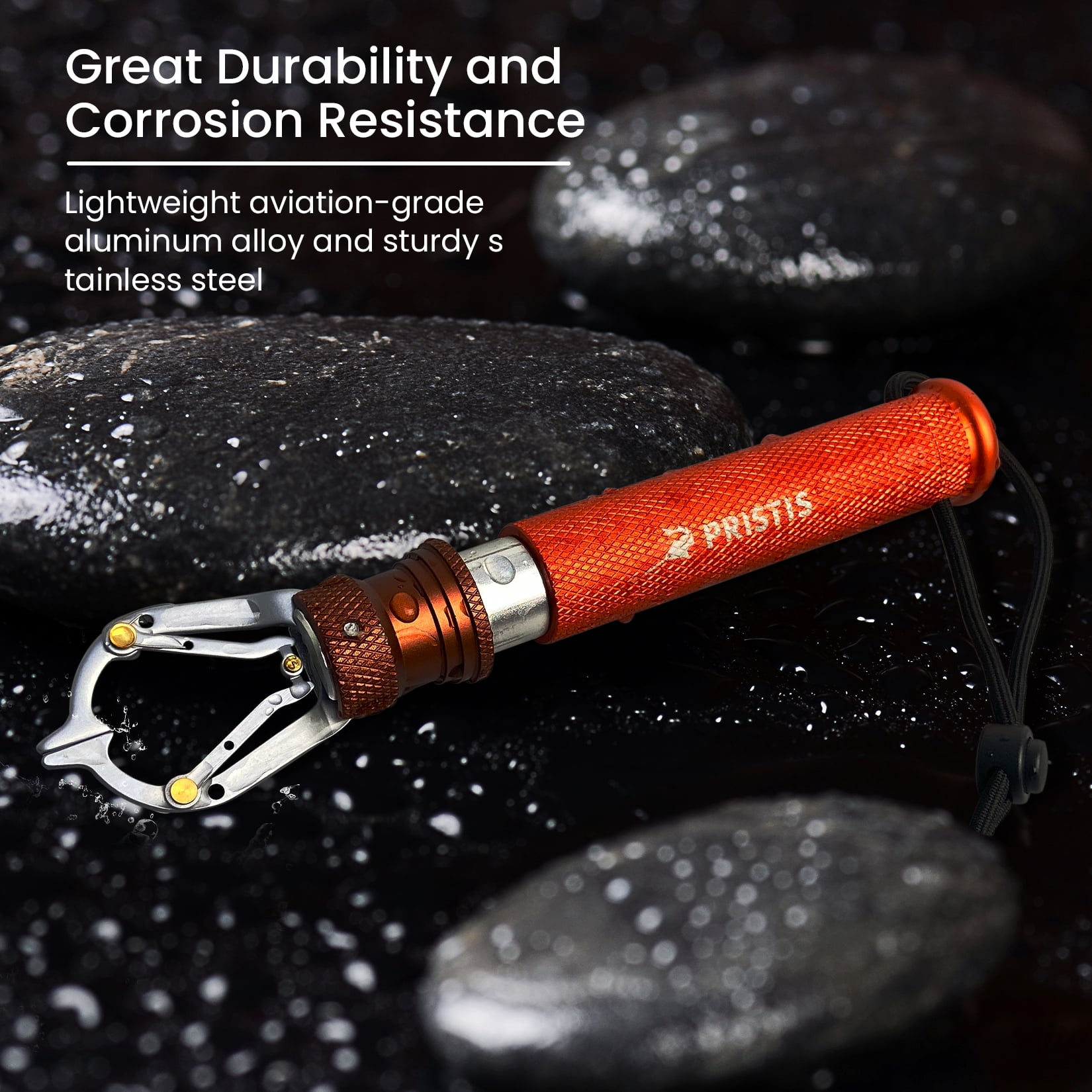 Pristis Metal Fish Lip Gripper, Stainless Steel Fishing Grabber for Freshwater Saltwater