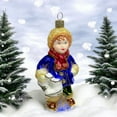 thumbnail image 4 of STP Goods Boy with Gifts Glass Christmas Ornament 4.72" (12 cm) Hand-Painted Christmas Tree Ornament Collectible Christmas Tree Hanging Decoration, Blue and Gold, 4 of 5