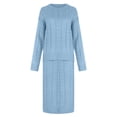 thumbnail image 5 of CHUANK Robe Chandail en Tricot Torsadé pour Femmes Ensemble Robe Chandail Ajustée Unie 2 Pcs Hauts Col Rond Jupe Crayon Midi, 5 of 5