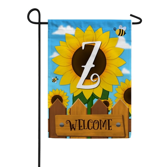 America Forever Spring Monogram Garden Flag Letter Z 12.5 x 18 inches Double Sided Vertical Outdoor, Yard, Lawn, Beautiful Bright Sunlowers, Floral Design, Honeybee, Summer Welcome Garden Flag