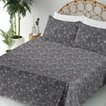 thumbnail image 3 of Ambesonne Botanical Fitted & Flat Sheet with Shams 4 Pcs Set, Vintage Floral Spring Art, King, Lilac and Charcoal Grey, 3 of 5