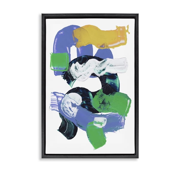 Stupell Industries Contemporary Curved Paint Strokes Black Floating Frame Canvas Art, 17 x 25, by Melissa Wang