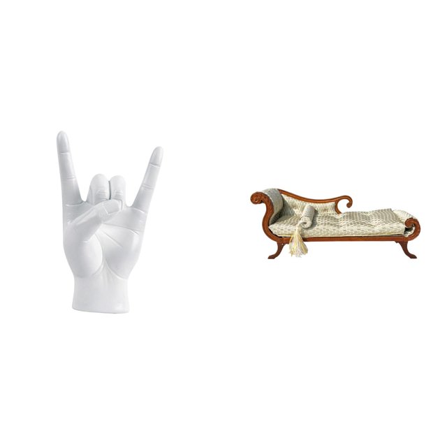 Estatua de gesto rockero, figura de mano de música rock, sofá en miniatura, banco de madera, silla, escultura de resina, decoración moderna adecuada p