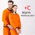 thumbnail image 2 of Ropa interior térmica de vellón dorado grueso con forro polar de doble capa para hombre, ropa de otoño para mujer, traje a prueba de frío para parejas de mediana edad y mayores, 2 of 5